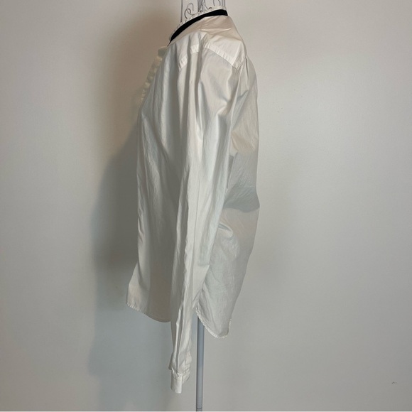 The Kooples white shirt button up mock black neck fitted cotton size S - Picture 5 of 9